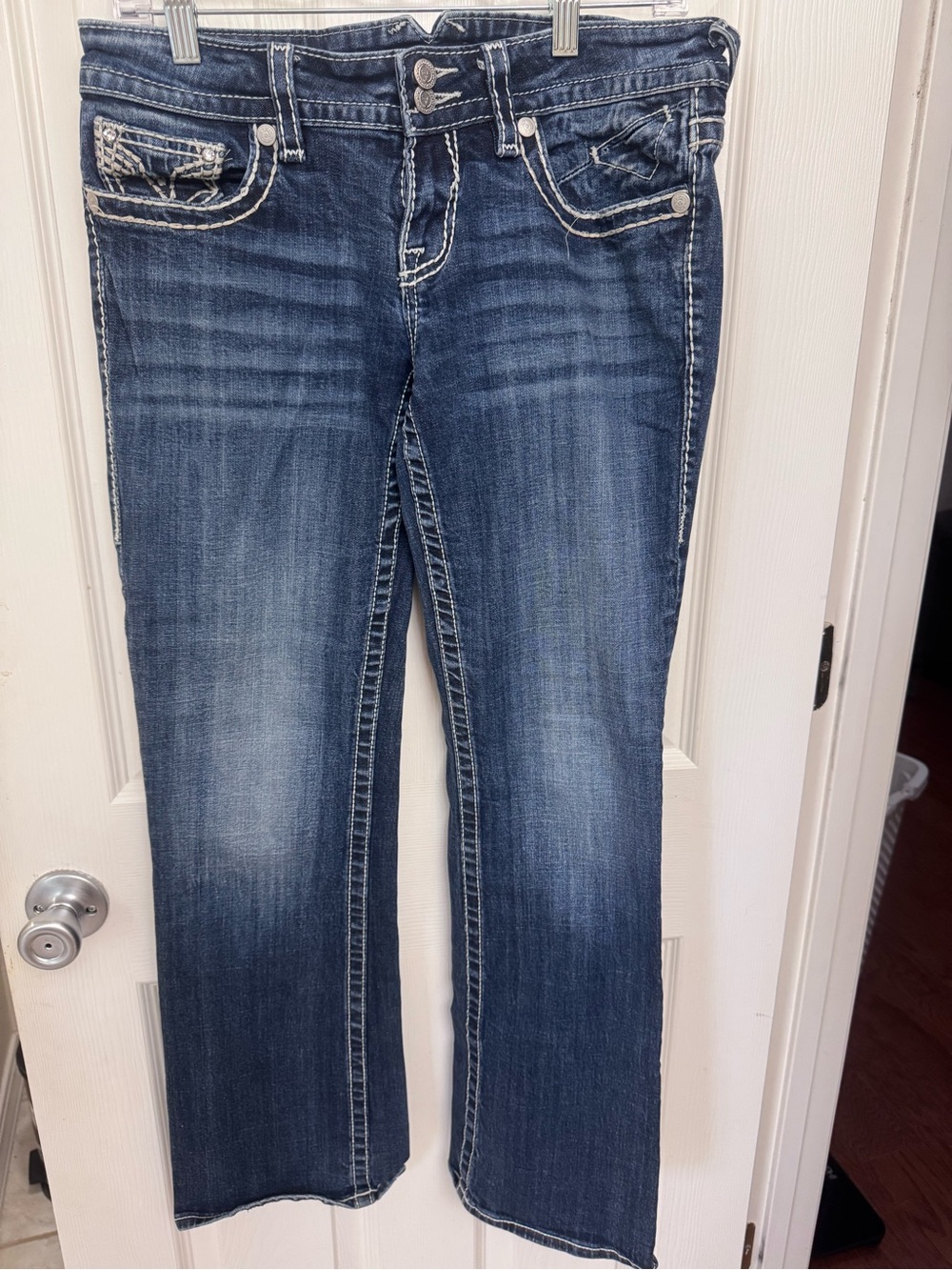 Vigoss Dark Blue Bootcut Jeans with Contrast Stitching